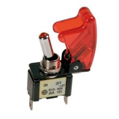 Ein/Ausschalter, Missile-Style mit roter LED, 12V, 20A