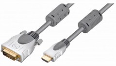 HDMI- auf DVI-D Kabel, Metallstecker, vergoldet, 5 m