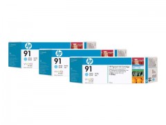 HP 91 Light Cyan Ink Cart 3pk